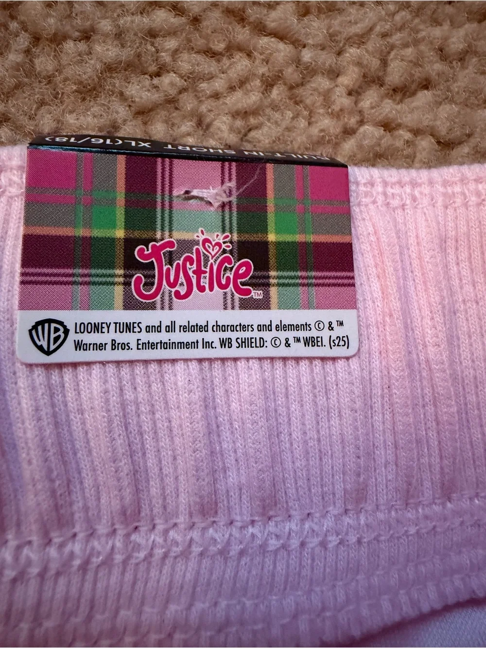 Justice Looney Tunes Lola Bunny Girls XL 16/18 Skirt Built In Shorts NWT
